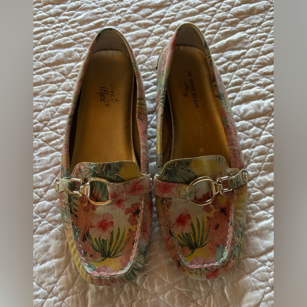 Anne Klein ‘Grandly’ iFlex 100% Leather Driving Moccasins Loafers 7.5M Tropical